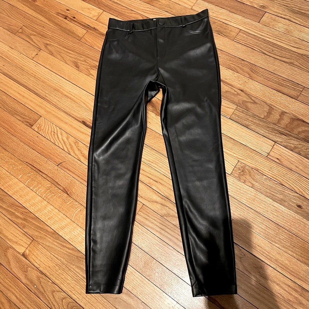 NWOT Zara Leggings Faux Leather skinny Trousers High Waist black Pants XL